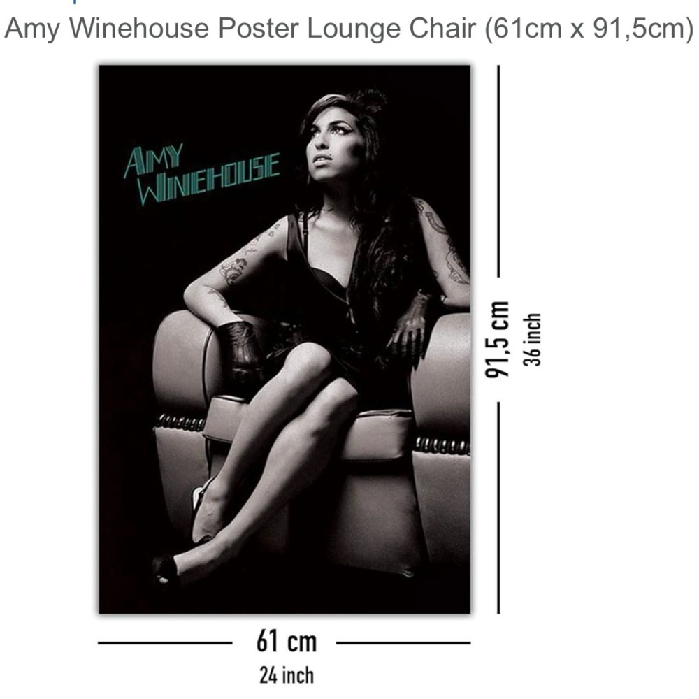 Amy Winehouse poster B&W -Lounge Chair- Back to Black music video- Black & White - Picture 4 of 8